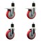 Service Caster 5'' Red Poly Swivel 1-7/8'' Expanding Stem Caster Set 2 Total Lock Brakes, 4PK SCC-EXTTL20S514-PPUB-RED-2-S-2-178 - alternate 1